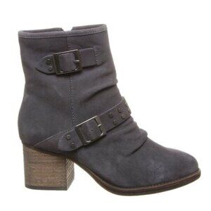 BEARPAW / Amethyst Genuine Suede Heeled Winter Bootie Lined Block Heel Grey 11